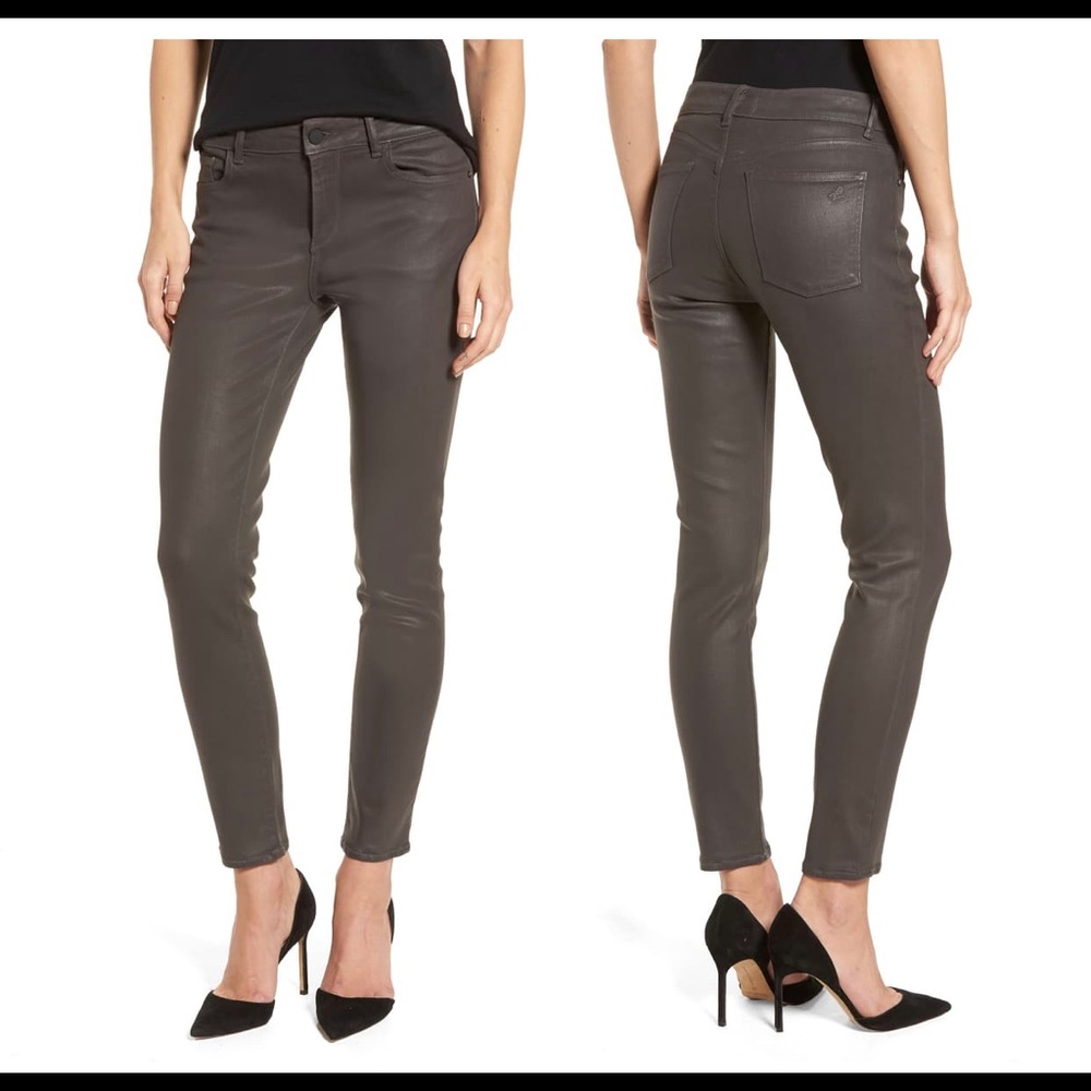 DL1961 Emma Coated pewter power leggings jeans 29